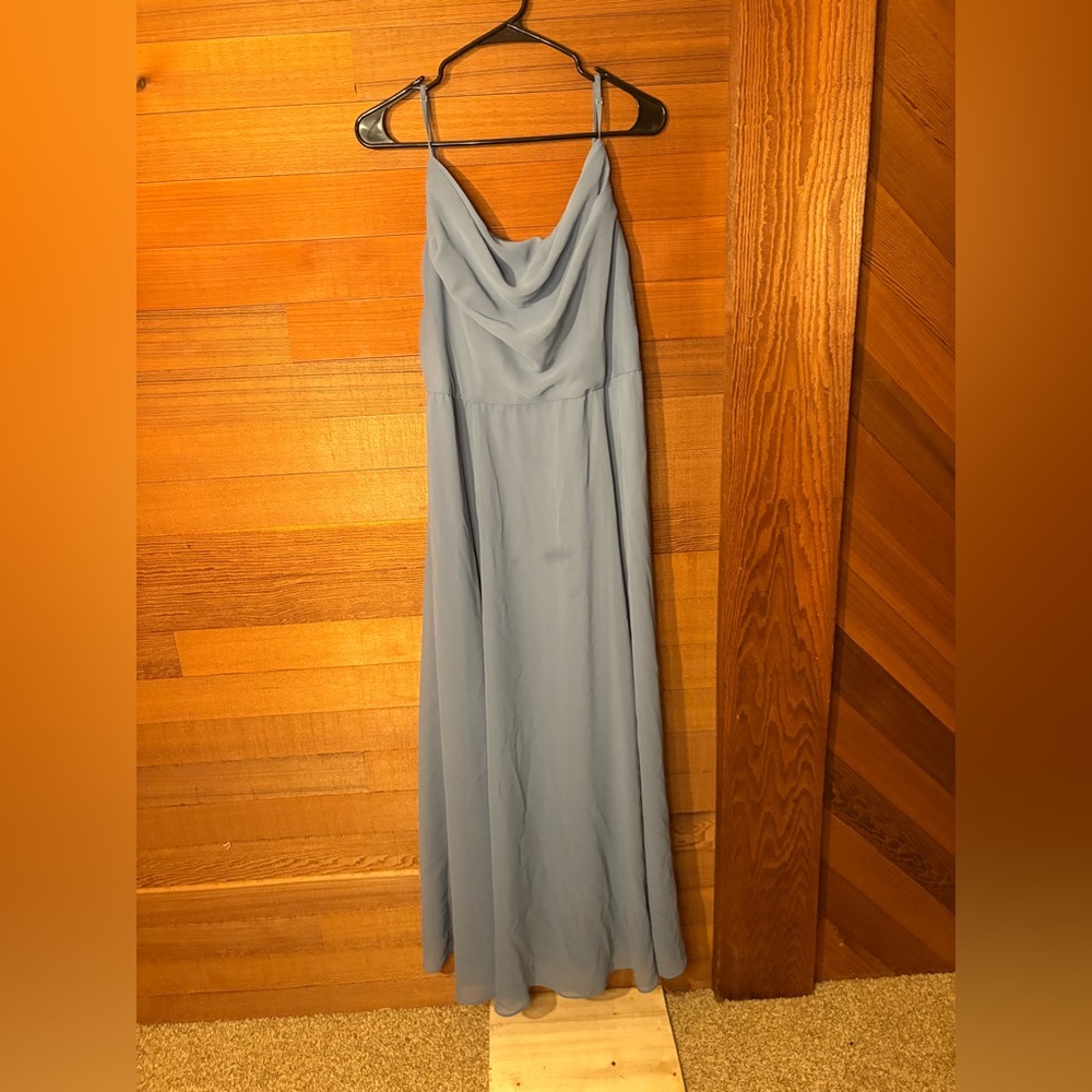 DB Studio “Celebrate” Dusty Blue Cowl Neck Gown – Size 16